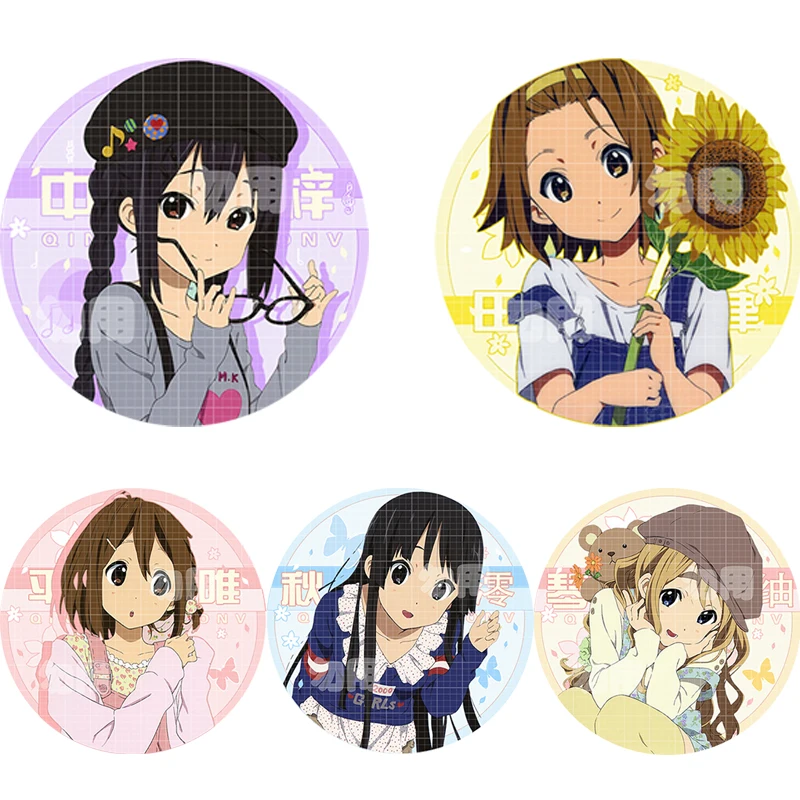 Anime K-ON! Brooch Pin Cosplay Badges Hirasawa Yui Akiyama Mio Brooches Clothes Backpack Clothing Bag Jewelry Accessories Gifts