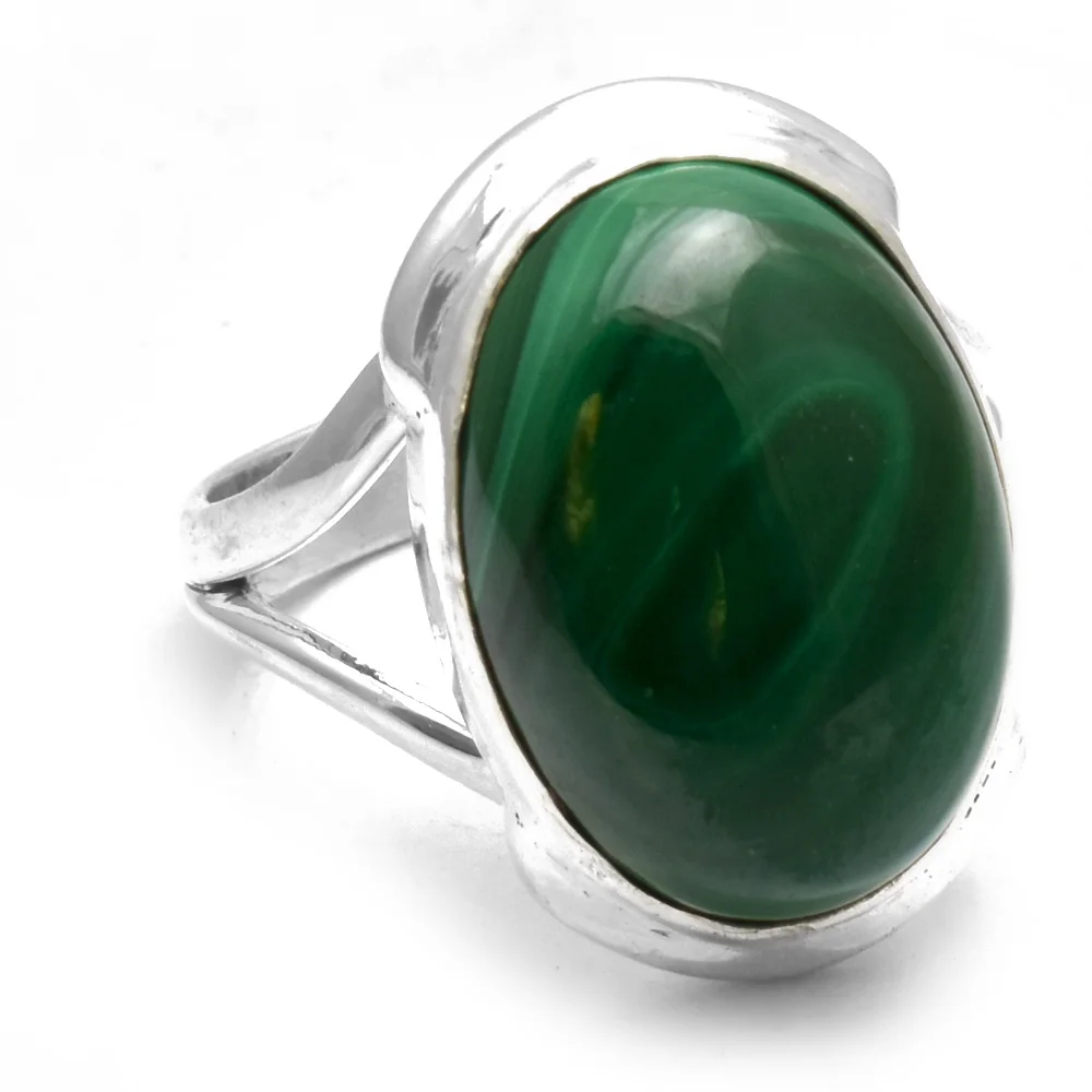 

Genuine Malachite Ring 925 Sterling Silver, USA Size : 7.75, AR4845