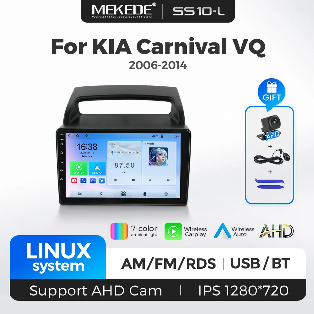 MEKEDE Linux All-in-One Car Radio Stereo for Kia Carnival VQ 2006-2014 Wireless CarPlay Android Auto Multimedia Player Head Unit