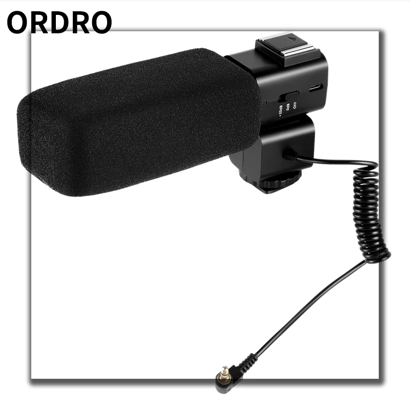 

Ordro On-Camera Stereo Microphone for YouTube Vlog Live Streaming DSLR DV Camcorder Video Sound Recorder