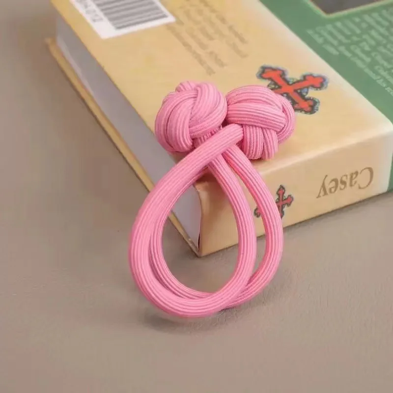 AWAYTR New Large Chinese Knot Hair Rope Tie Black Pink Rubber Bands Kids Cute Simple Hairbands Durable Student Hair Accessories