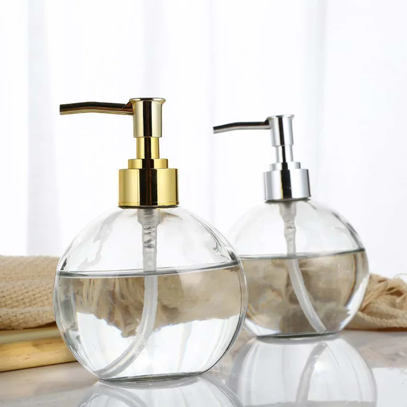 400ml 투명 유리 병 리필 용 병 휴대용 병 여행용 컨테이너 리필 형 프레스 타입 화장품 용기