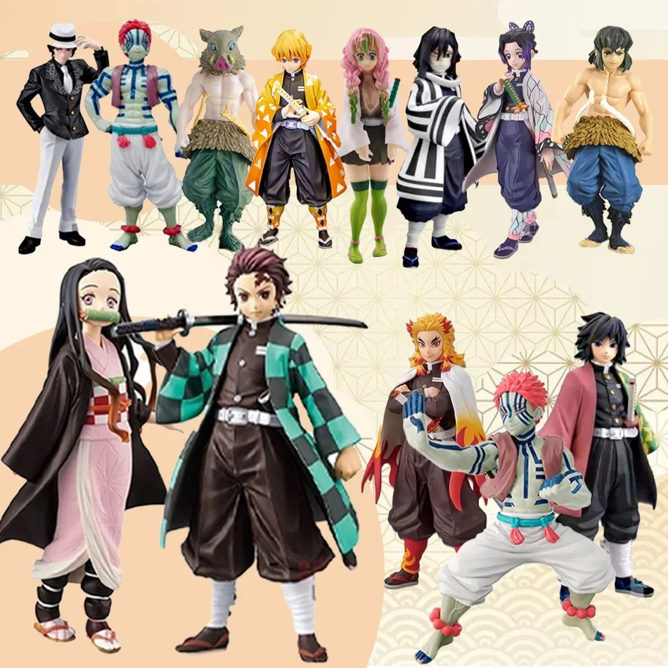 1-6 Stück Anime Demon Slayer Kimetsu no Yaiba Figur Kamado Tanjirou Actionfigur Agatsuma Zenitsu Nezuko Krieger PVC-Modell Spielzeuge