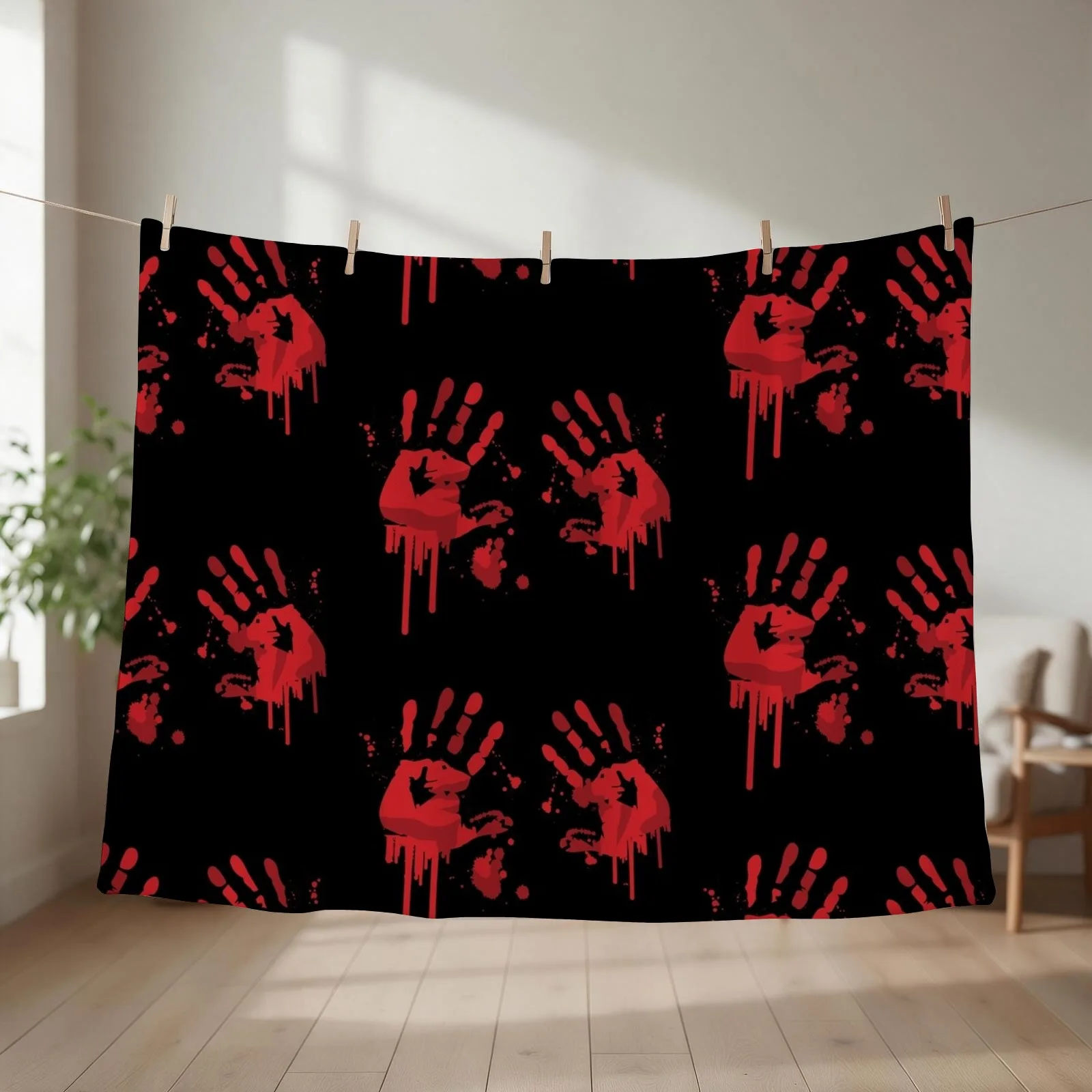 Bloody handprints Throw Blanket Warm Blankets For Baby Custom Bed Fashionable Blankets