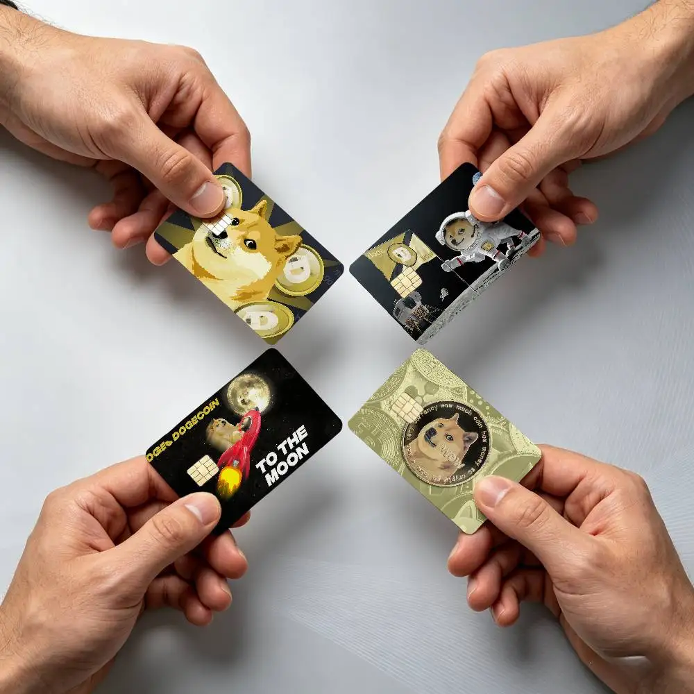 Dogecoin Doge  To the Moon 4Pcs!Fade-Resistant, Wear-Resistant, Scratch-Resistant  Bank Card Sticker (Debit Card)