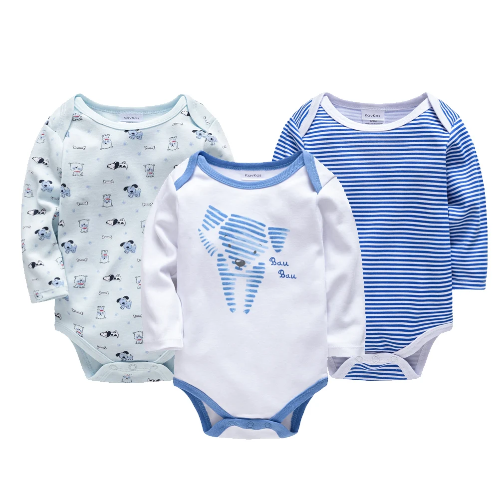 Honeyzone 3 Pcs/lot Baby Boy Girls Bodysuit 0-24 Months Newborn 100% Cotton Clothes O-Neck Full Sleeve Autumn Spring Clothing