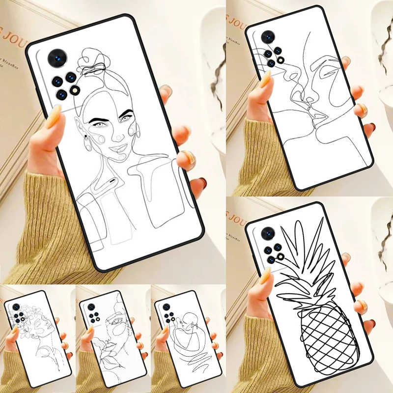 

One Line Art Aesthetic Drawing Case For Samsung Galaxy S24 Plus S23 S20 S21FE Lite S22 Ultra Note 20 S8 S9 S10 Phone Coque