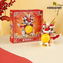 keeppley Chinese Dragon Building Blocks Cool New Year Ornaments Children's Toys Birthday Gifts Kawaii Assembly Figures