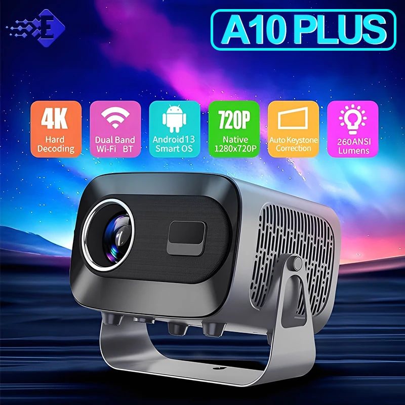 

A10 PLUS Projector Mini Portable LED Video Android 13.0 WIFI 6 Mirror SmartPhone For 1080P 4K Video Home Cinema Projector