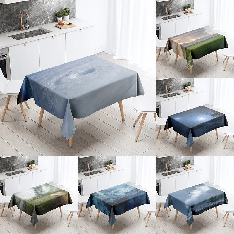 

Natural Storm Tablecloth Party Restaurant Banquet Decoration Stain Resistant Waterproof Home Table