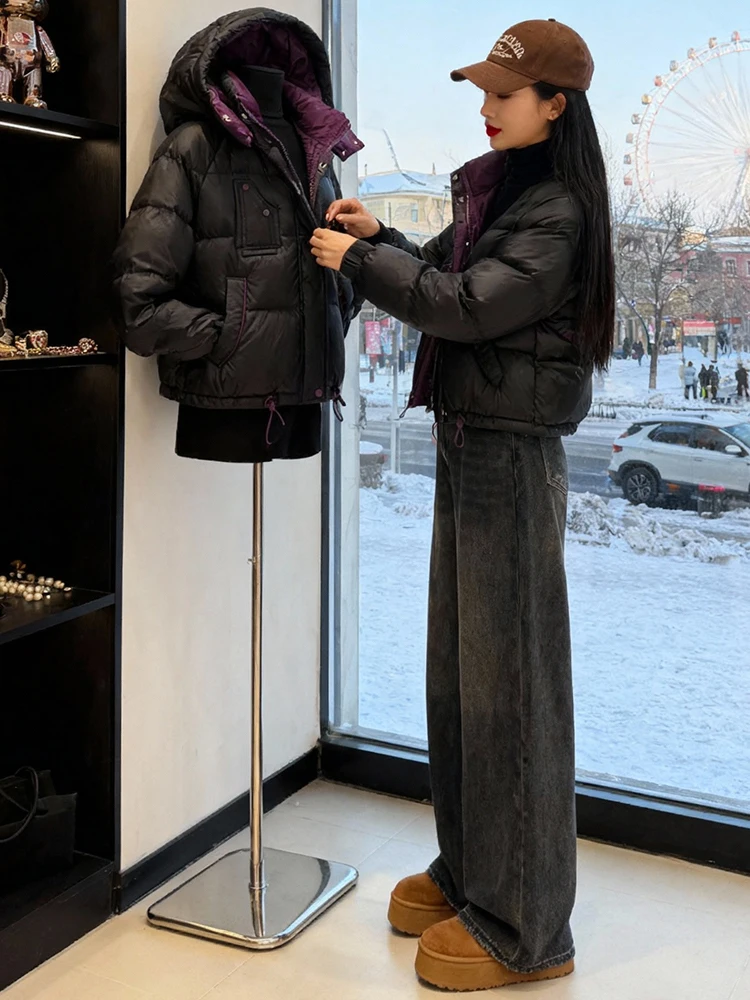 

Модная европейская утепленная куртка для женщин, зимнее пальто с флисовой подкладкой, теплое пуховое хлопковое пальто для повседневной носки