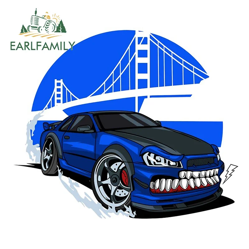 EARLFAMILY 13 سنتيمتر X 11.3 سنتيمتر الفينيل سيارة التفاف ل الوحش الأزرق الانجراف سيارة ملصق السيارات ويندوز الثلاجة ملصق مائي باب السيارة حامي