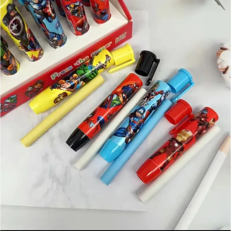 Marvel The Avengers Pushable Eraser Anime Figures Iron Man Spider-Man Captain America Cartoon Stationery Children Birthday Gifts