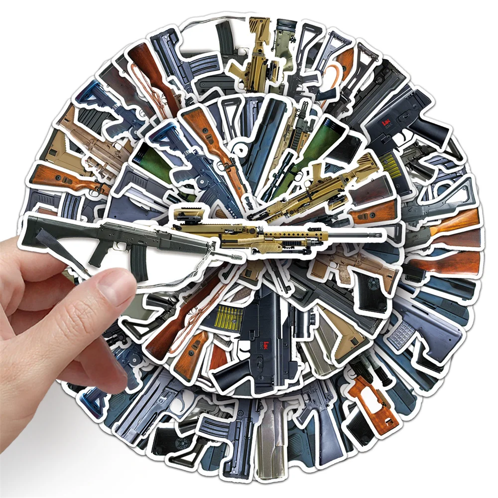 50pcs Military Firearm Sniper Gun Stickers For Suitcase Phone Case Ipad Guitar Scrapbook Sticker Vintage Scrapbooking Material