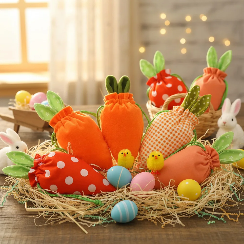 

3Pcs Velvet Carrot Easter Bags Cute Bunny Gift Packing Dropshipping Valentine Candy Bags Wedding Birthday Party Decoration 2026