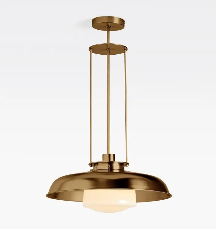 Mid Century Modern 2026 Brass UFO Saucer Pendant Lamp Milk White Glass Globe Hanging Light Fixture for Dining Table Bar Decor