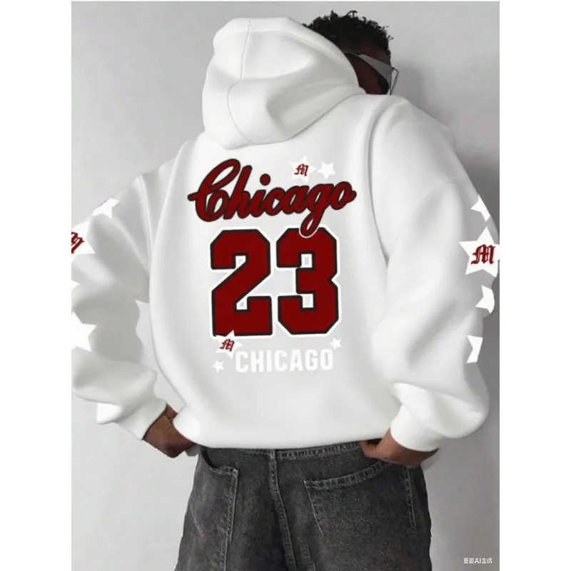الرجال شيكاغو 23 أغطية رأس مطبوعة لخريف/شتاء المرأة عادية فضفاض Y2k تنفس التجفيف السريع البلوز الهيب هوب هوديس القمم