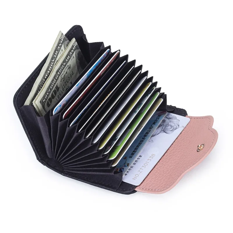 

Ultra-Slim Cow Leather Driver's License Holder for Women, Multi-Card Slots Accordion Card Holder,Portable Leather ID Card Wallet