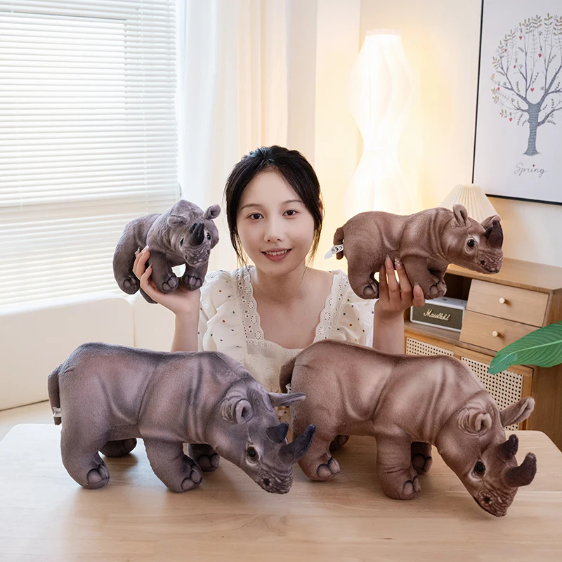 30/45CM Simulation Rhinoceros Plush Toys Soft Stuffed Animal Doll Lifelike Rhinoceroses Toys Furniture Decoration Ornaments