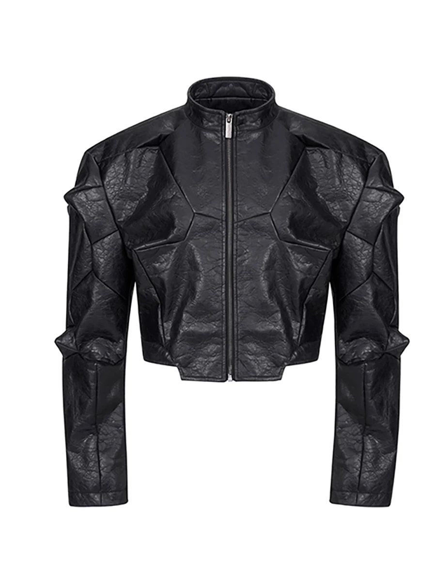 Mauroicardi Primavera Autunno Fresco Bello Breve Decostruzione Pu Giacca di Pelle da Uomo Designer di Lusso Abiti in Stile Punk Streetwear