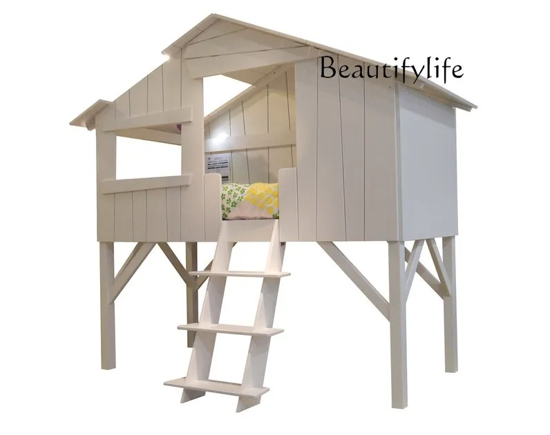 

Solid wood American tree house house slide bed up and down double creative small loft fashion high-end home