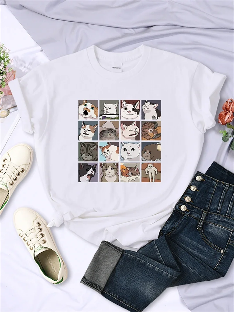 Multicolor Casual Female T-Shirt Animal Dog Cat Printing Tee Shirts Trendy Summer Clothing Sport Style Tops