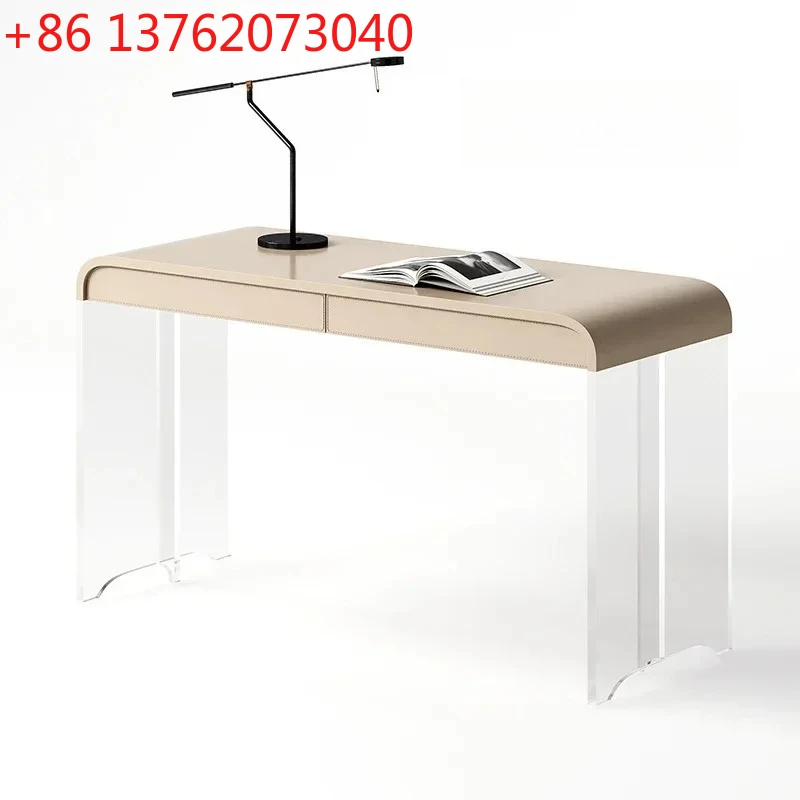

French cream retro style desk designer desk minimalist home acrylic suspension dresser writing desk