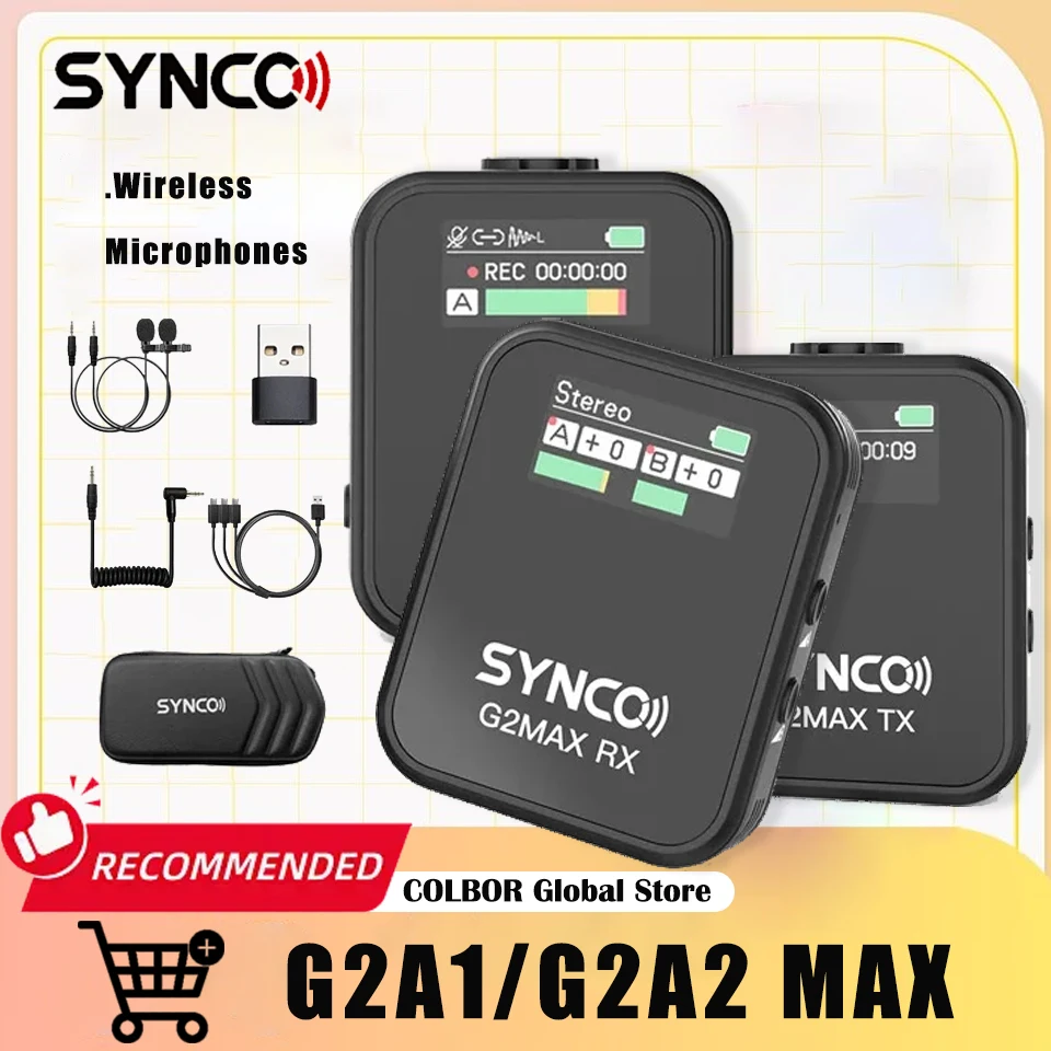 

SYNCO G2 A2 MAX Беспроводные микрофоны для видео 200 м Передача Цифровой мониторинг в реальном времени Аудио микрофон для ПК Видео Смартфон