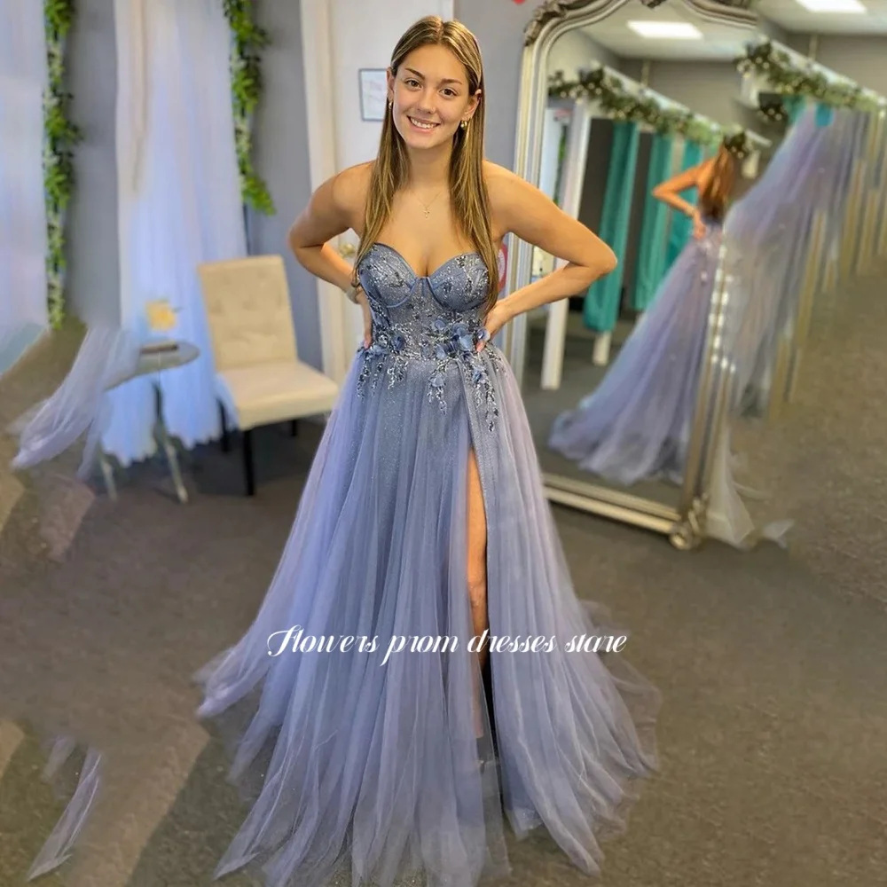 

Flowers Sweetheart Party Dress Detachable Sleeve Prom Dress Applique Party Dress for Women vestidos de fiesta Customized