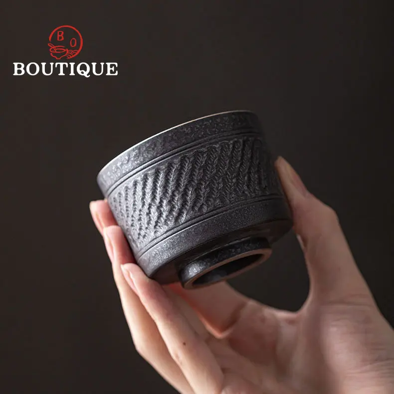100ml Exquisite Silver Black Ceramic Master Cups Famous Jumping Knife Craft Handmade Household Sample Teacup Kungfu Tea Cup Gift