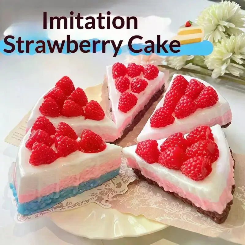 /GJ/Triangle Fruit Strawberry Mousse Cake Decompression Toy Dessert Stress Relief Squeeze Fidget Toy Round