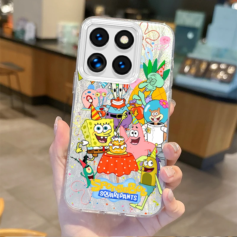 Cute S-SpongeBobs Cartoon Gradient Phone Case for Xiaomi Poco X6 X3 F6 M6 M4 Pro C61 13T 14T 11 Lite Hard Shockproof Matte Cover