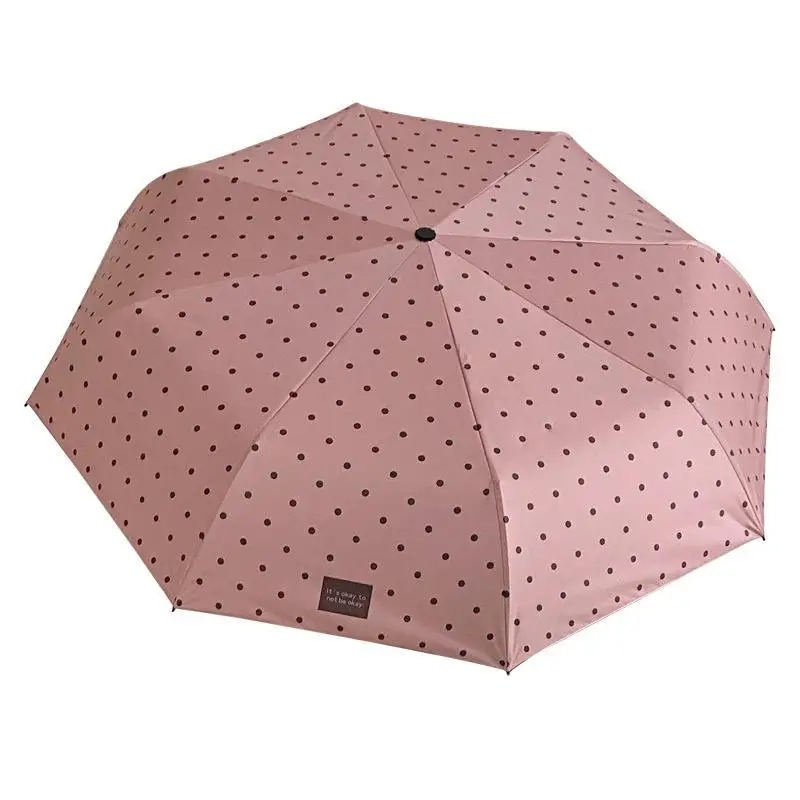 

〔CB29〕Polka Dot Folding Umbrella UV Protection Lightweight Compact Portable Sun Rain Umbrella For Travel Outdoor Daily Use Beach