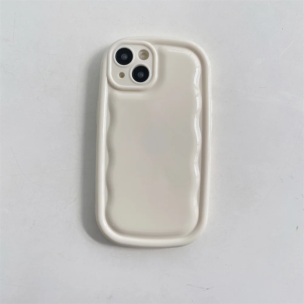 Cute Candy Color Wave Oval Phone Case For iPhone 16 15 14 13 12 11 Pro Max 16 Plus Glossy Air Cushion Bumper Protection Cover image 6