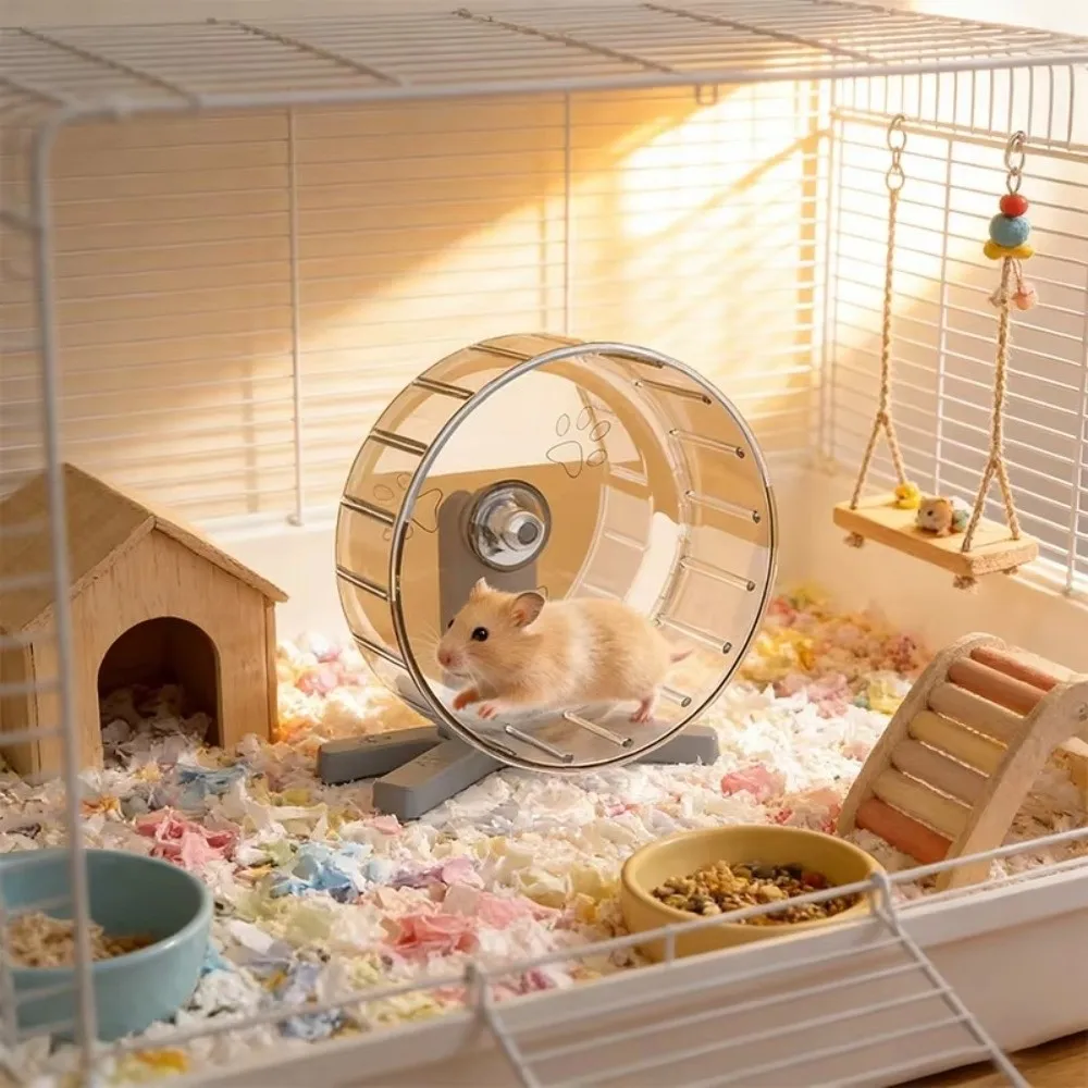 Silent Hamster Running Wheel Transparent Widened Pet Exercise Wheel​ Easy To Disassemble Plastic Running Exercise Toy