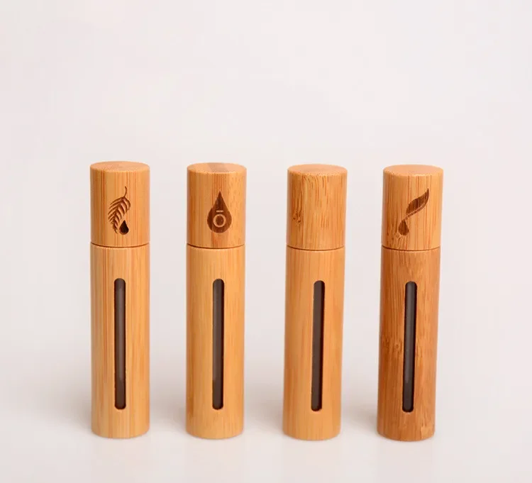 10/30Pcs  New Bamboo Wood Bottle Perfume Empty Oil Bottle Stainless Roll On Ball Perfume Aromatherapy Bottle Oil Roller Bottle