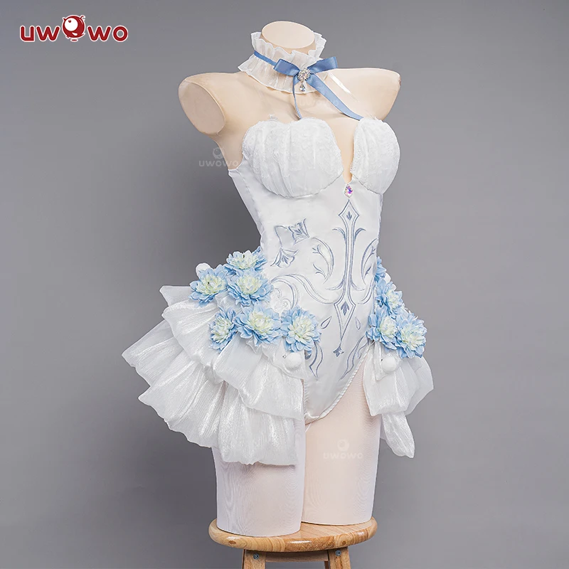 IN STOCK UWOWO Mikku Cosplay Costume Flower Fairy Dress Full Set Anime Cute Women White Bunny Jumpsuit Halloween Costumes