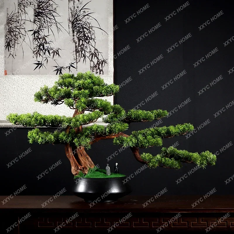 Simulation welcome pine tree bonsai Luo Hansong fake tree indoor office ornament porch hotel large green plant landscaping