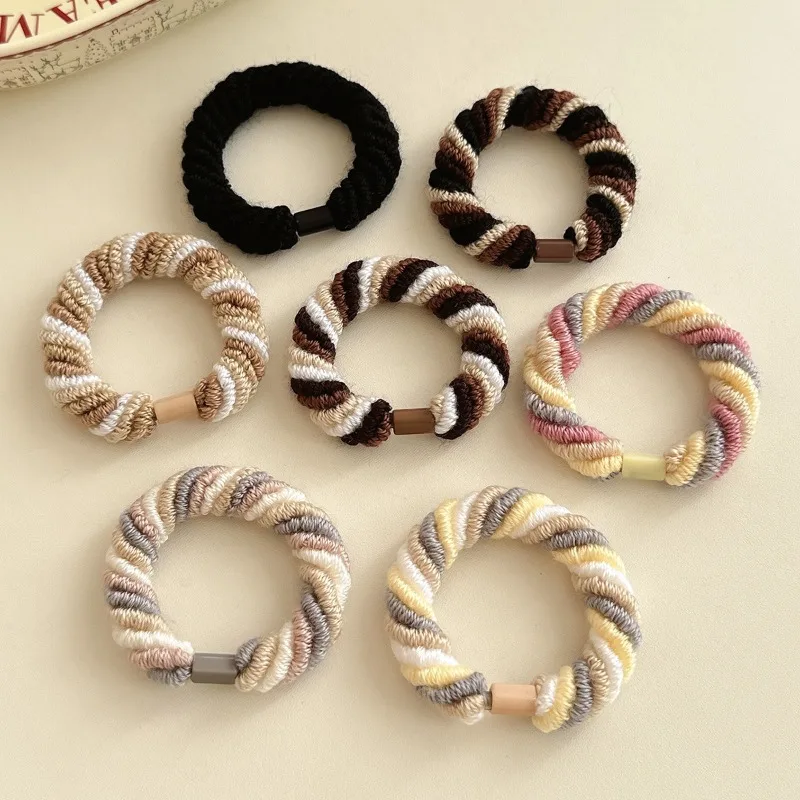 

7PCS Thick Knit Hair Ties Set Women Adorable Braided Design Trendy Accessory Stylish Gentle Girls Headwear Daily Casual Outfits