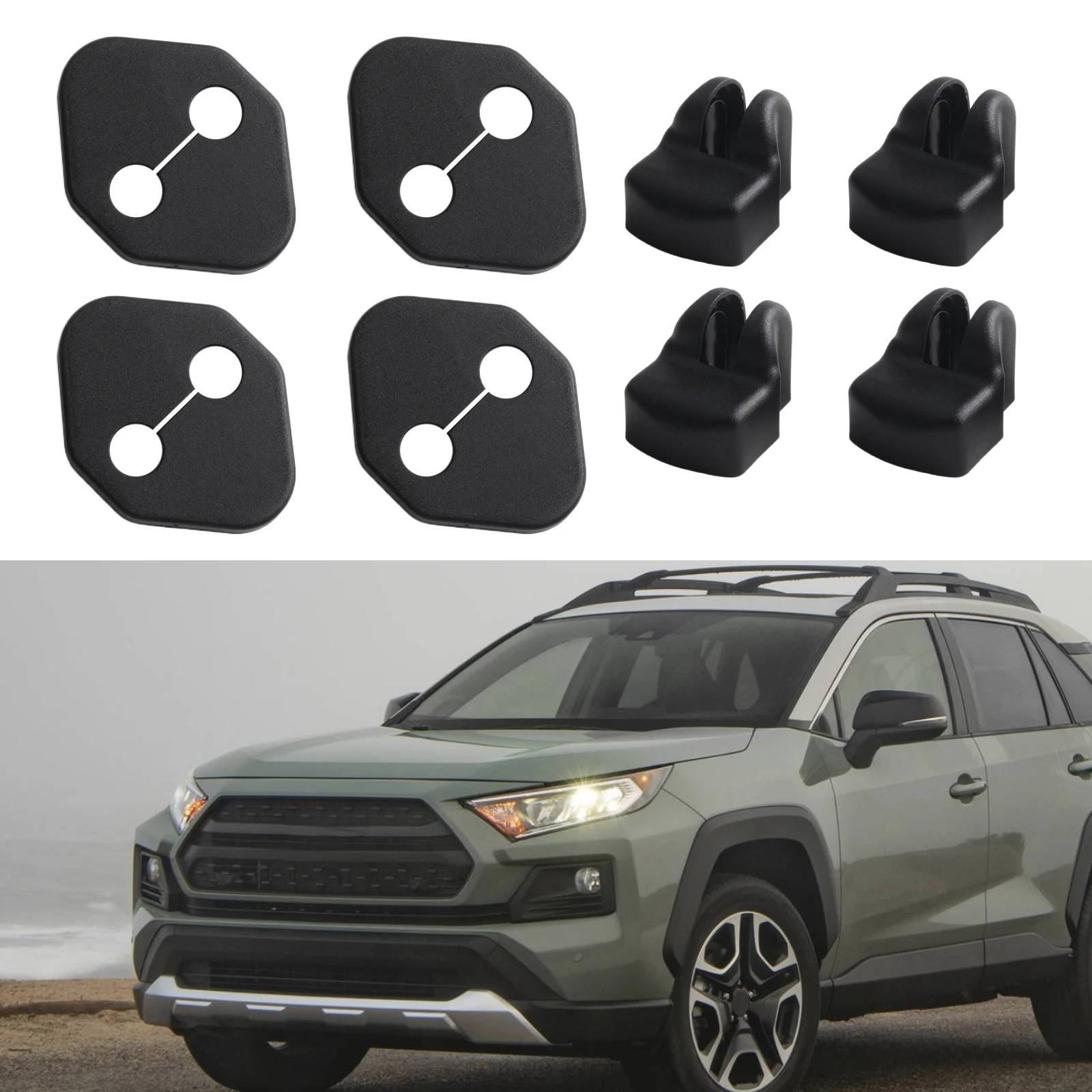 العلامة التجارية الجديدة قفل باب السيارة غطاء حماية باب السيارة تصميم أسود قفل الباب غطاء حماة 5*5*5 8 قطعة شاحنة سيارة #1