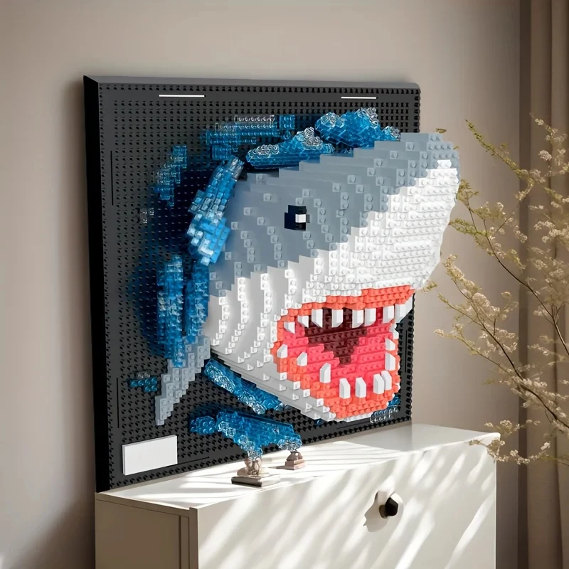 

Creative 3D Assembly Drawing Deep Sea Shark Building Blocks Set 3D Shark Model New Year's Relocation Birthday Gift