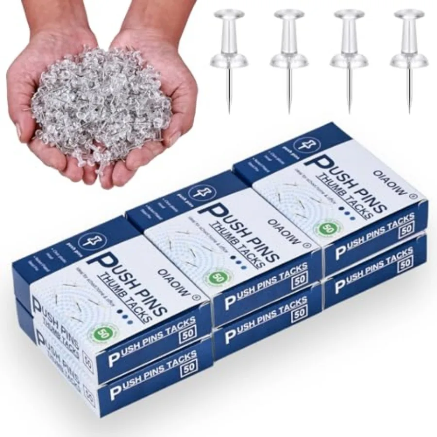 

300pcs Clear Push pins for Bulletin Board Thumb Tacks for Walls pushpins Wall pins
