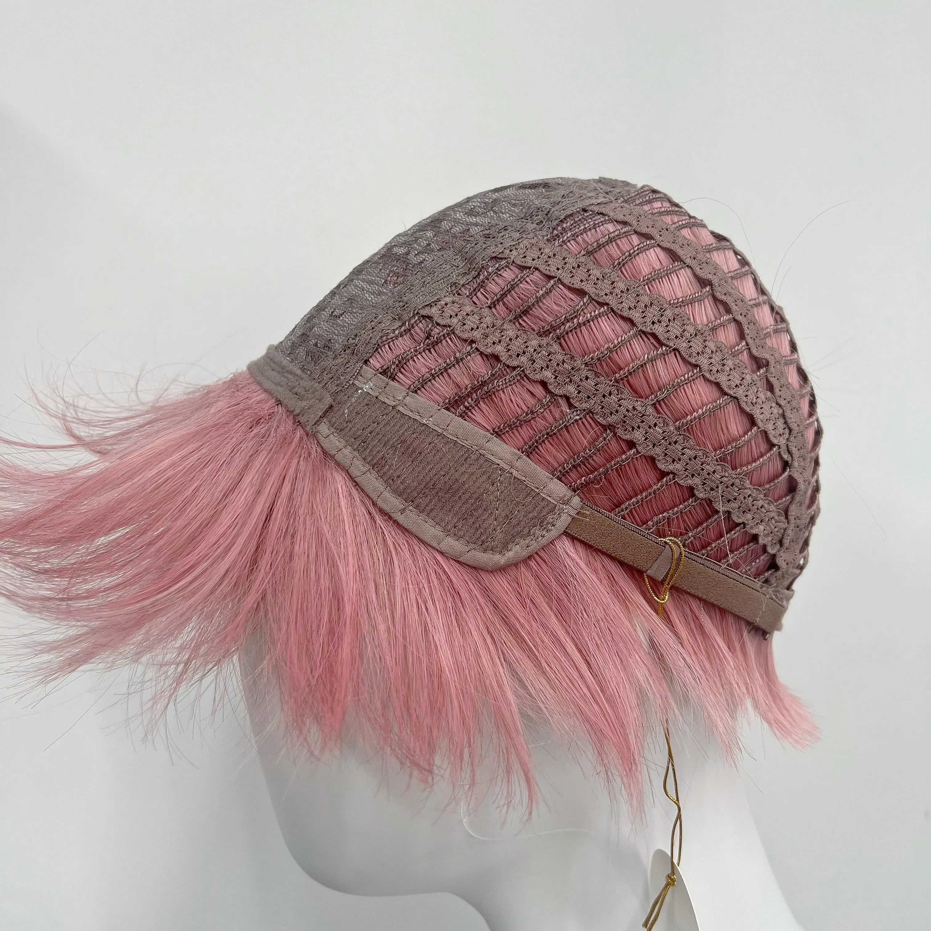 Ash Pink Wig for Man 6inch Short Wig with Bangs Handsome Nature Looking Hgih Temperature Fibers Synthetic Wigs for Live Stream - view 3