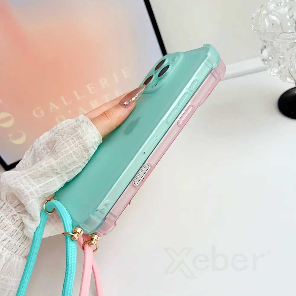 Crossbody-Trageband, mattes, stoßfestes Gehäuse für iPhone 18 17 16 Pro Max 15 14 13 Mini 12 11 XR XS 8 Plus, transparente, weiche TPU-Hülle – Detail 5