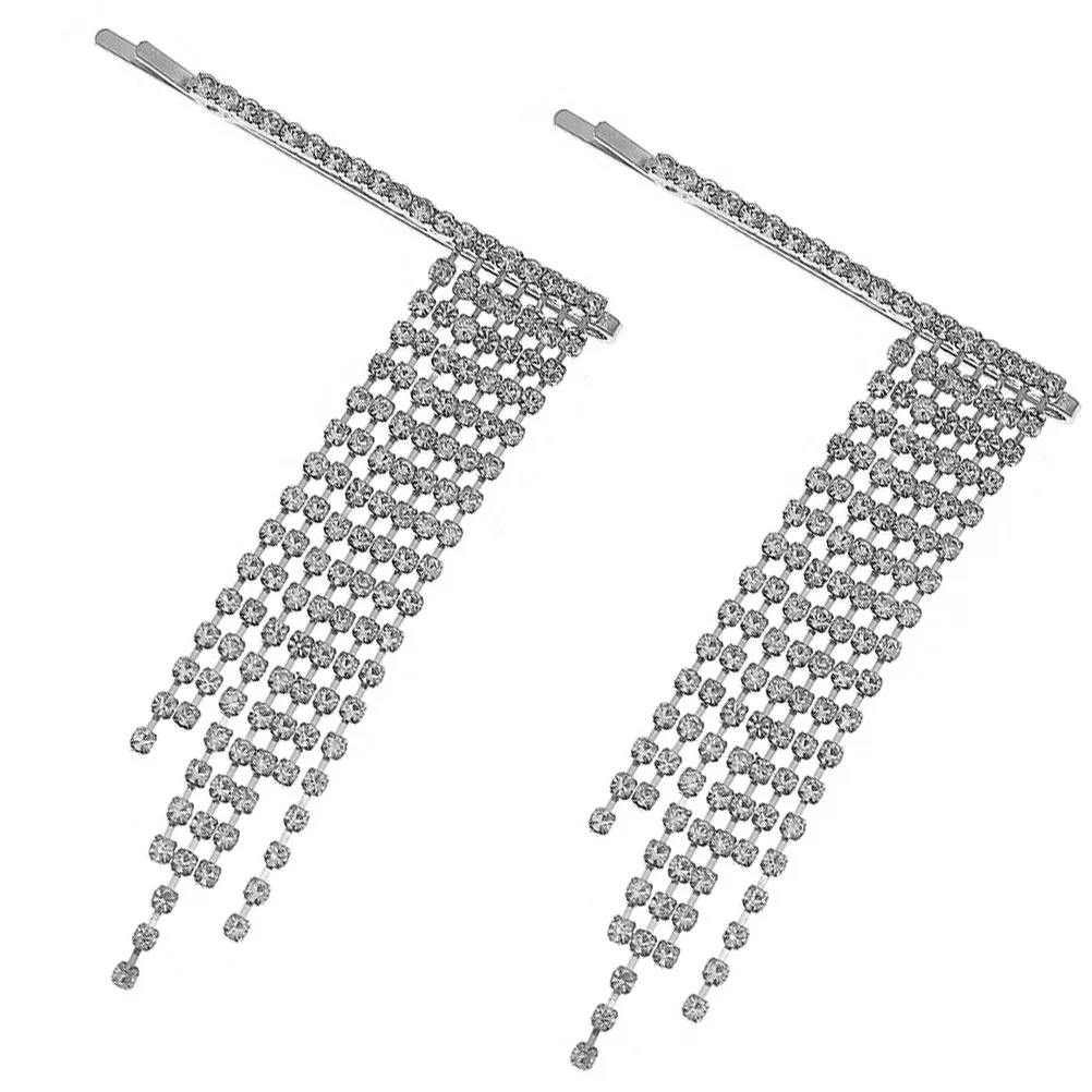 

1Pair Tassels Hair Fringe Hairpins Silver Alloy Hair Clips for Weddings Parties Dances Stylish Woman Hairpin Delicate Charm