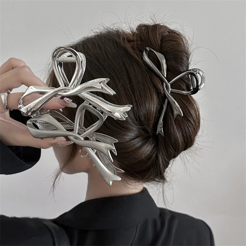 Artiglio per capelli con fiocco geometrico unico alla moda per donne e ragazze, elegante regalo di gioielli per accessori per capelli con coda di cavallo