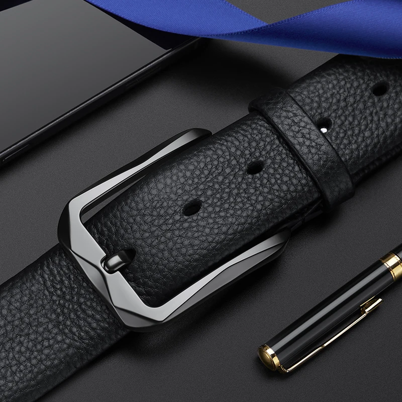 

Men's leather belt, leather fashion buckle belt, leather business personality casual belt