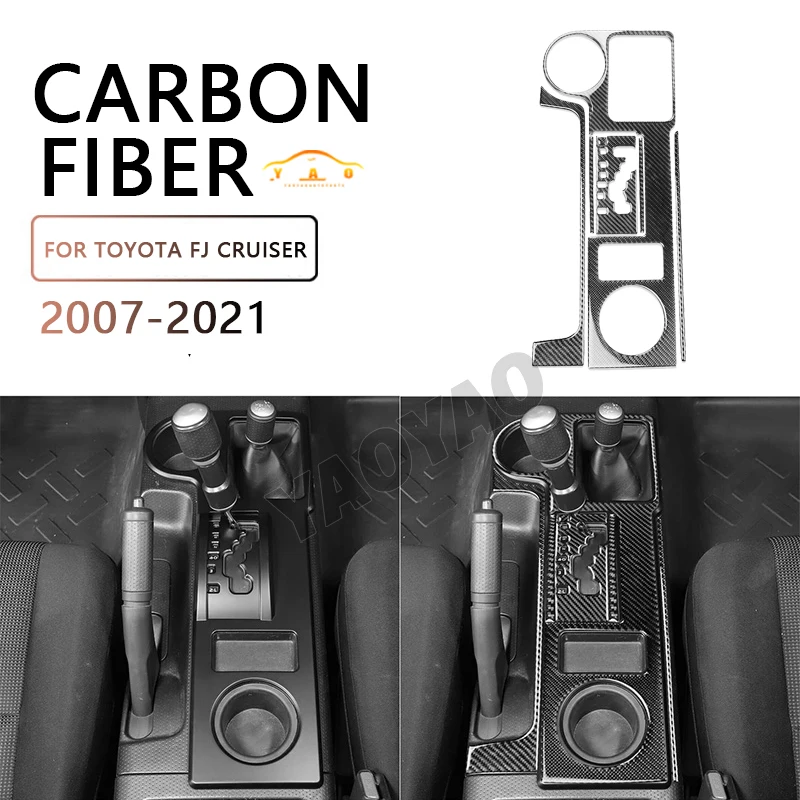 

Carbon Fiber Gear Shift Water Cup Panel Decoration Cover Trim Decal For FJ Cruiser 2007 2008-2021 Car Interior Accessories