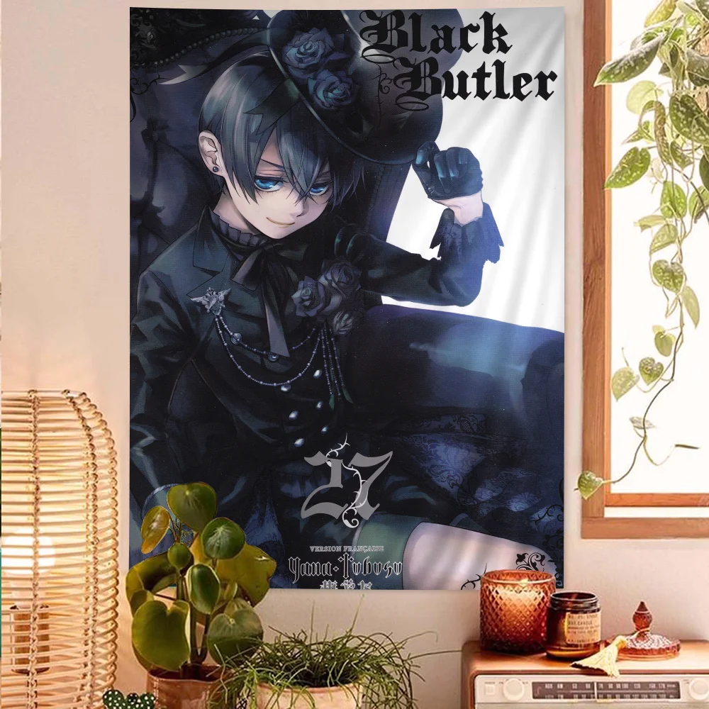 

Black Butler Hippie Wall Hanging Tapestries For Living Room Home Dorm Decor Kawaii Room Decor