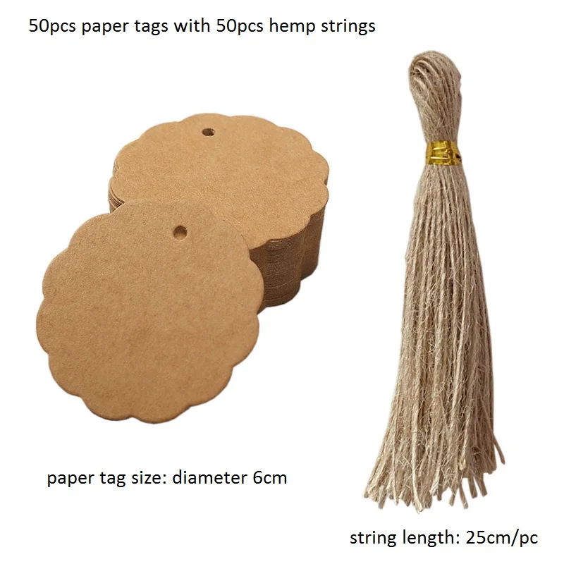 Kraft Paper Tags with Strings, 50pcs